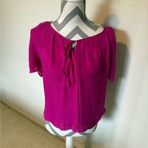 Joie Fuchsia Blouse with Tie-Front